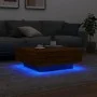 Mesa de centro con luces LED roble marrón 80x80x31 cm de , Mesas de centro - Ref: Foro24-836594, Precio: 71,00 €, Descuento: %
