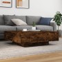 Mesa de centro con luces LED roble ahumado 100x100x31 cm de , Mesas de centro - Ref: Foro24-836606, Precio: 117,50 €, Descuen...