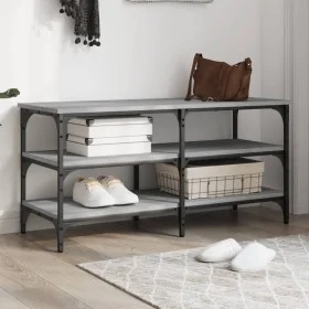 Banco zapatero madera de ingeniería gris Sonoma 100x38,5x49 cm by , Benches for halls and storage - Ref: Foro24-839046, Price...