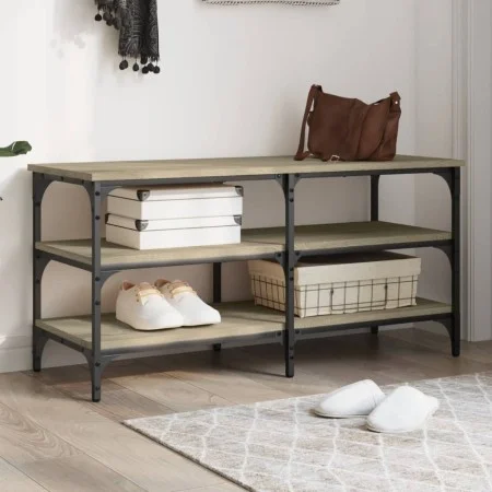 Banco zapatero madera de ingeniería roble Sonoma 100x38,5x49 cm by , Benches for halls and storage - Ref: Foro24-839044, Pric...
