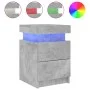 Mesita de noche con luces LED gris hormigón 35x39x55 cm de , Mesitas de noche - Ref: Foro24-836755, Precio: 81,78 €, Descuent...