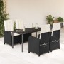 Set de muebles jardín 5 pzas con cojines ratán sintético negro en Conjuntos de jardín | Comprar online en Foru.es