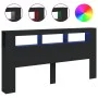 Cabecero con LED madera de ingeniería negro 200x18,5x103,5 cm de , Cabeceros y pies de cama - Ref: Foro24-837366, Precio: 98,...