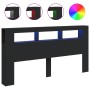 Cabecero con LED madera de ingeniería negro 200x18,5x103,5 cm de , Cabeceros y pies de cama - Ref: Foro24-837366, Precio: 101...