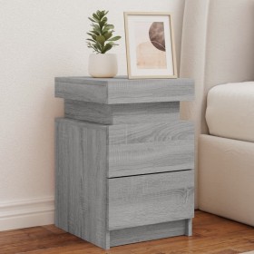Mesitas de noche con luces LED 2 uds gris Sonoma 35x39x55 cm de , Mesitas de noche - Ref: Foro24-836760, Precio: 108,25 €, De...