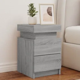Mesitas de noche con luces LED 2 uds gris Sonoma 35x39x55 cm by , Nightstands - Ref: Foro24-836760, Price: 106,54 €, Discount: %