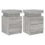 Mesitas de noche con luces LED 2 uds gris Sonoma 35x39x55 cm by , Nightstands - Ref: Foro24-836760, Price: 106,54 €, Discount: %