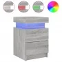 Mesitas de noche con luces LED 2 uds gris Sonoma 35x39x55 cm by , Nightstands - Ref: Foro24-836760, Price: 106,54 €, Discount: %