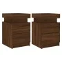 Mesitas de noche con luces LED 2 uds roble marrón 35x39x55 cm de , Mesitas de noche - Ref: Foro24-836762, Precio: 101,42 €, D...