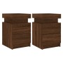 Mesitas de noche con luces LED 2 uds roble marrón 35x39x55 cm de , Mesitas de noche - Ref: Foro24-836762, Precio: 102,97 €, D...