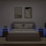 Mesitas de noche con luces LED 2 uds roble marrón 35x39x55 cm de , Mesitas de noche - Ref: Foro24-836762, Precio: 101,42 €, D...
