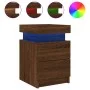 Mesitas de noche con luces LED 2 uds roble marrón 35x39x55 cm de , Mesitas de noche - Ref: Foro24-836762, Precio: 101,42 €, D...