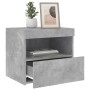 Mesita de noche con luces LED gris hormigón 50x40x45 cm de , Mesitas de noche - Ref: Foro24-836769, Precio: 53,03 €, Descuent...