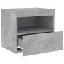 Mesita de noche con luces LED gris hormigón 50x40x45 cm de , Mesitas de noche - Ref: Foro24-836769, Precio: 52,30 €, Descuent...