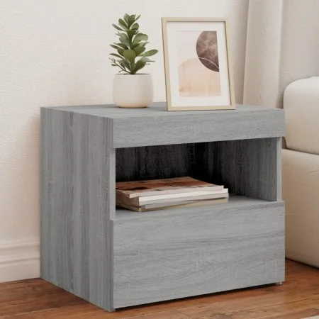 Mesitas de noche con luces LED 2 uds gris Sonoma 50x40x45 cm by , Nightstands - Ref: Foro24-836774, Price: 84,95 €, Discount: %