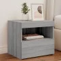 Mesitas de noche con luces LED 2 uds gris Sonoma 50x40x45 cm by , Nightstands - Ref: Foro24-836774, Price: 84,95 €, Discount: %