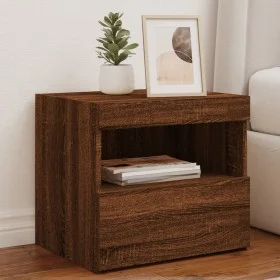 Mesitas de noche con luces LED 2 uds roble marrón 50x40x45 cm de , Mesitas de noche - Ref: Foro24-836776, Precio: 89,07 €, De...
