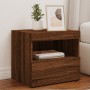 Mesitas de noche con luces LED 2 uds roble marrón 50x40x45 cm de , Mesitas de noche - Ref: Foro24-836776, Precio: 90,13 €, De...
