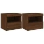 Mesitas de noche con luces LED 2 uds roble marrón 50x40x45 cm de , Mesitas de noche - Ref: Foro24-836776, Precio: 89,07 €, De...