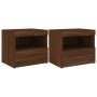 Mesitas de noche con luces LED 2 uds roble marrón 50x40x45 cm de , Mesitas de noche - Ref: Foro24-836776, Precio: 90,13 €, De...