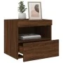 Mesitas de noche con luces LED 2 uds roble marrón 50x40x45 cm de , Mesitas de noche - Ref: Foro24-836776, Precio: 89,07 €, De...