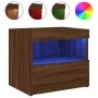 Mesitas de noche con luces LED 2 uds roble marrón 50x40x45 cm de , Mesitas de noche - Ref: Foro24-836776, Precio: 89,07 €, De...