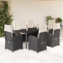 Set de comedor de jardín 7 pzas y cojines ratán sintético negro en Conjuntos de jardín | Comprar online en Foru.es