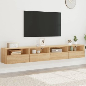Muebles de pared para TV 2 uds madera roble Sonoma 100x30x30 cm de , Muebles TV - Ref: Foro24-836887, Precio: 85,53 €, Descue...