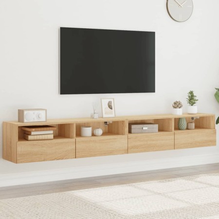 Muebles de pared para TV 2 uds madera roble Sonoma 100x30x30 cm de , Muebles TV - Ref: Foro24-836887, Precio: 85,53 €, Descue...