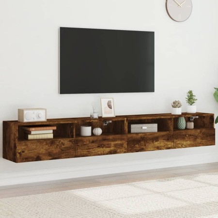 Muebles de pared de TV 2 uds madera roble ahumado 100x30x30 cm de , Muebles TV - Ref: Foro24-836891, Precio: 101,17 €, Descue...