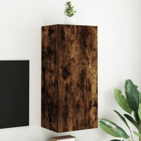 Mueble TV de pared madera ingeniería roble ahumado 40,5x30x90cm de , Muebles TV - Ref: Foro24-836928, Precio: 59,87 €, Descue...
