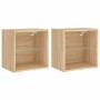 Mesitas de noche de pared con luces LED 2 unidades roble Sonoma de , Muebles TV - Ref: Foro24-837069, Precio: 44,75 €, Descue...