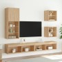 Mesitas de noche de pared con luces LED 2 unidades roble Sonoma de , Muebles TV - Ref: Foro24-837069, Precio: 44,75 €, Descue...
