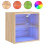 Mesitas de noche de pared con luces LED 2 unidades roble Sonoma de , Muebles TV - Ref: Foro24-837069, Precio: 44,75 €, Descue...