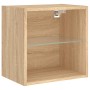 Mesitas de noche de pared con luces LED 2 unidades roble Sonoma de , Muebles TV - Ref: Foro24-837069, Precio: 44,75 €, Descue...