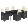Set de comedor de jardín 7 pzas y cojines ratán sintético negro en Conjuntos de jardín | Comprar online en Foru.es