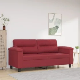 Sofá de 2 plazas de cuero sintético rojo vino 140 cm de , Sofás - Ref: Foro24-359586, Precio: 246,62 €, Descuento: %