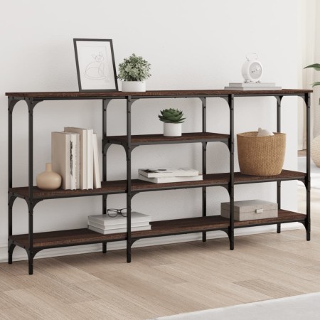Mesa consola madera de ingeniería marrón roble 160x29x80 cm de , Mesas auxiliares - Ref: Foro24-839067, Precio: 85,44 €, Desc...