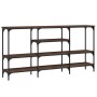 Mesa consola madera de ingeniería marrón roble 160x29x80 cm de , Mesas auxiliares - Ref: Foro24-839067, Precio: 85,44 €, Desc...