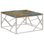 Mesa de centro acero inox plateado y madera maciza reciclada de , Mesas de centro - Ref: Foro24-349952, Precio: 85,73 €, Desc...