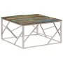 Mesa de centro acero inox plateado y madera maciza reciclada de , Mesas de centro - Ref: Foro24-349952, Precio: 84,54 €, Desc...