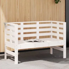Banco de jardín madera maciza de pino blanco 111,5x53x71 cm de , Bancos de jardín - Ref: Foro24-825136, Precio: 77,85 €, Desc...
