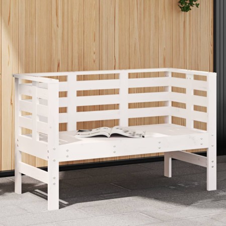 Banco de jardín madera maciza de pino blanco 111,5x53x71 cm de , Bancos de jardín - Ref: Foro24-825136, Precio: 78,65 €, Desc...
