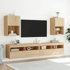 Muebles de TV con luces LED 2 uds roble Sonoma 40,5x30x60 cm de , Muebles TV - Ref: Foro24-837034, Precio: 75,03 €, Descuento: %