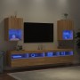 Muebles de TV con luces LED 2 uds roble Sonoma 40,5x30x60 cm de , Muebles TV - Ref: Foro24-837034, Precio: 75,77 €, Descuento: %