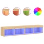 Muebles de TV con luces LED 2 uds roble Sonoma 80x30x30 cm de , Muebles TV - Ref: Foro24-837146, Precio: 72,32 €, Descuento: %