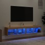 Muebles de TV con luces LED 2 uds roble Sonoma 80x30x30 cm de , Muebles TV - Ref: Foro24-837146, Precio: 72,32 €, Descuento: %