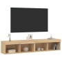 Muebles de TV con luces LED 2 uds roble Sonoma 80x30x30 cm de , Muebles TV - Ref: Foro24-837146, Precio: 72,32 €, Descuento: %