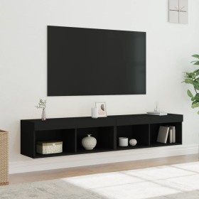 Muebles de TV con luces LED 2 uds negro 80x30x30 cm de , Muebles TV - Ref: Foro24-837144, Precio: 78,67 €, Descuento: %