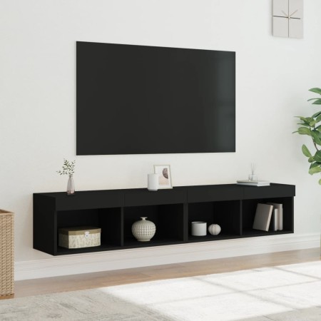 Muebles de TV con luces LED 2 uds negro 80x30x30 cm de , Muebles TV - Ref: Foro24-837144, Precio: 78,67 €, Descuento: %